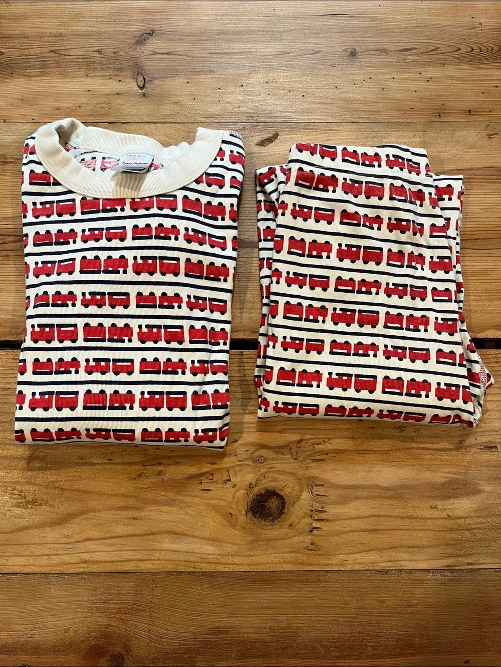 HANNA ANDERSSON 150 Train Print Organic Cotton Pajama Set